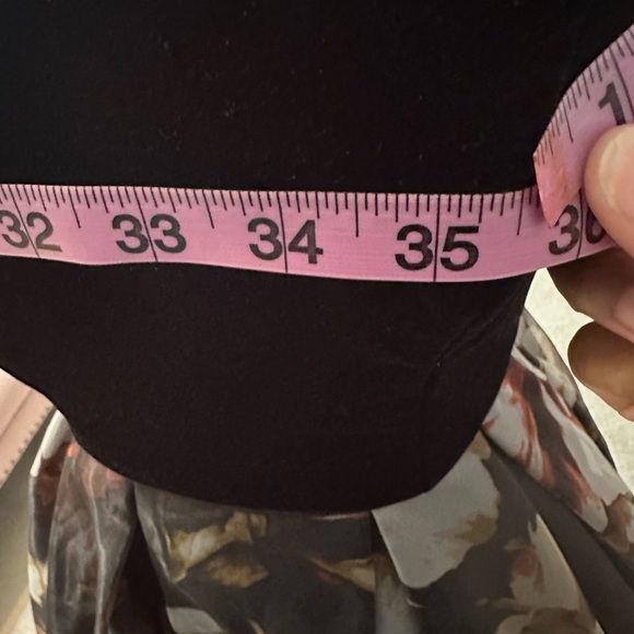 Betsy & Adam Black Velvet and Floral High-Low Gown, Size 4. - Picture 12 of 15